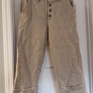 Free People Beige Cropped Pants with Button Detail NWOT